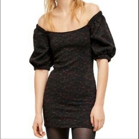 FREE PEOPLE Sunset black/burgundy textured dress - Picture 4 of 7